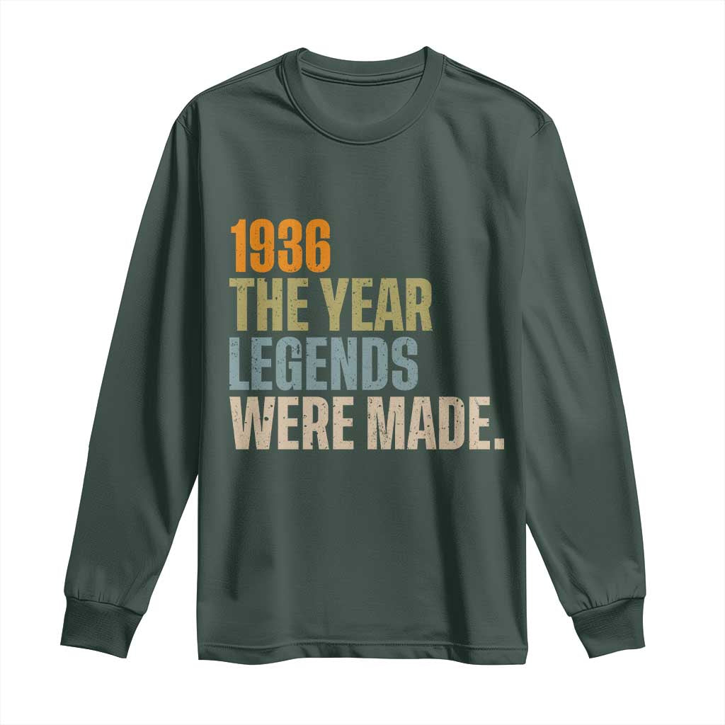 90th Birthday Gift For Men Long Sleeve Shirt Vintage 1936 90 Years Old Birthday TS10 Dark Forest Green Print Your Wear