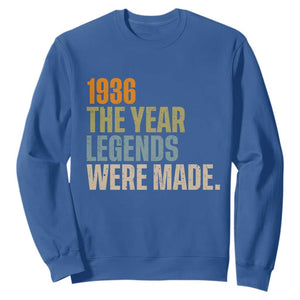 90th Birthday Gift For Men Sweatshirt Vintage 1936 90 Years Old Birthday TS10 Royal Blue Print Your Wear
