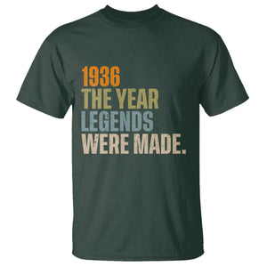 90th Birthday Gift For Men T Shirt Vintage 1936 90 Years Old Birthday TS10 Dark Forest Green Print Your Wear