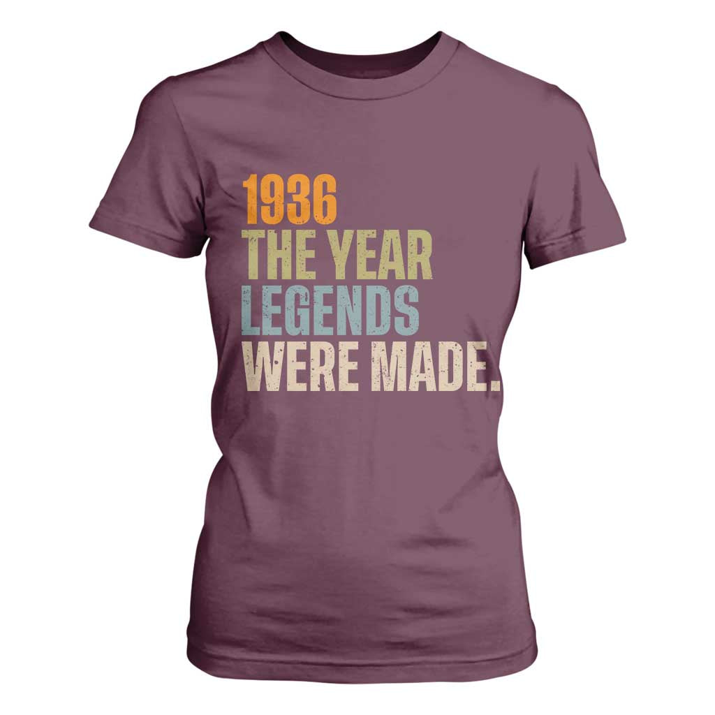 90th Birthday Gift For Men T Shirt For Women Vintage 1936 90 Years Old Birthday TS10 Maroon Print Your Wear