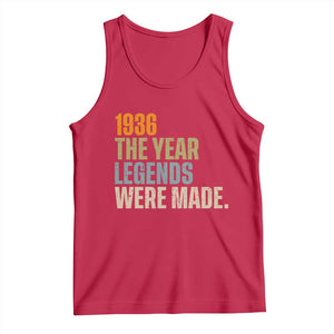 90th Birthday Gift For Men Tank Top Vintage 1936 90 Years Old Birthday TS10 Red Print Your Wear