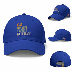 80th Birthday Gift For Men Baseball Cap Vintage 1946 80 Years Old Birthday TS10 Baseball Cap Universal Fit Royal Blue Print Your Wear
