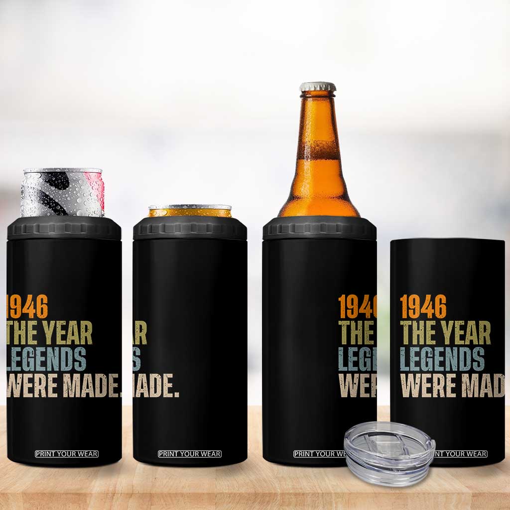 80th Birthday Gift For Men 4 in 1 Can Cooler Tumbler Vintage 1946 80 Years Old Birthday TS10 Print Your Wear