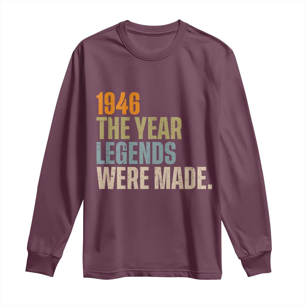 80th Birthday Gift For Men Long Sleeve Shirt Vintage 1946 80 Years Old Birthday TS10 Maroon Print Your Wear
