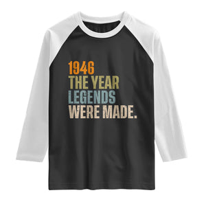 80th Birthday Gift For Men Raglan Shirt Vintage 1946 80 Years Old Birthday TS10 Black White Print Your Wear