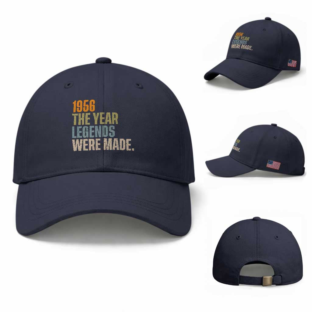70th Birthday Gift For Men Baseball Cap Vintage 1956 70 Years Old Birthday TS10 Baseball Cap Universal Fit Navy Print Your Wear