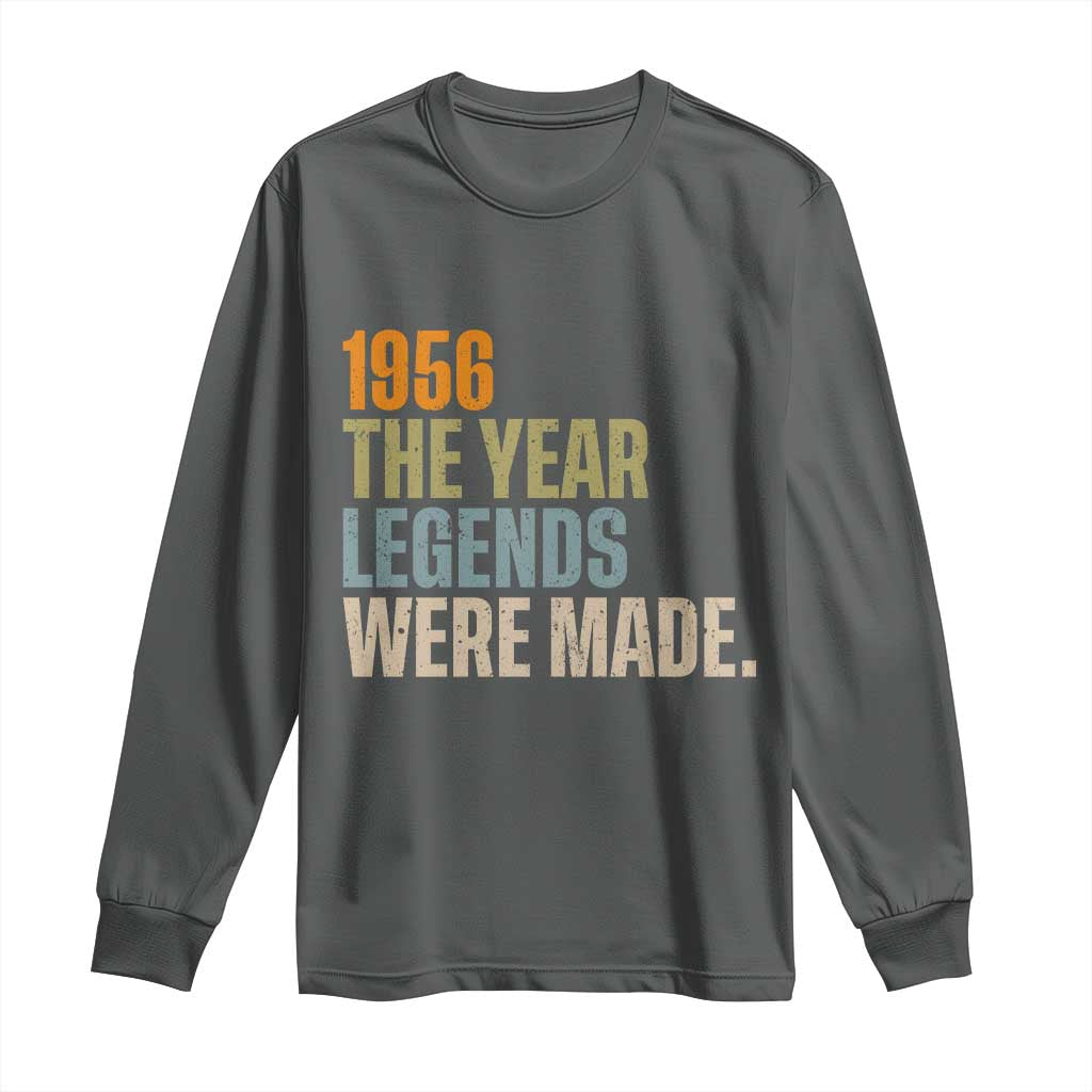70th Birthday Gift For Men Long Sleeve Shirt Vintage 1956 70 Years Old Birthday TS10 Dark Heather Print Your Wear