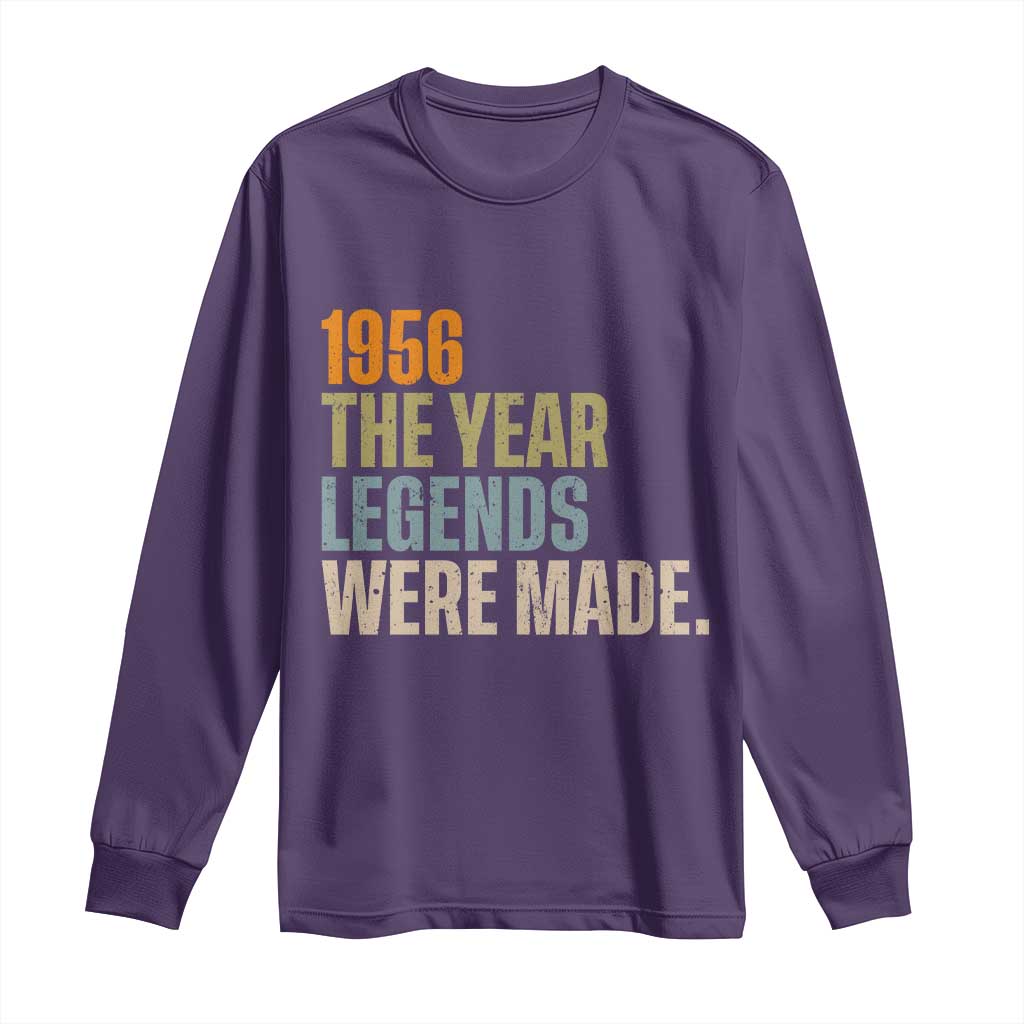 70th Birthday Gift For Men Long Sleeve Shirt Vintage 1956 70 Years Old Birthday TS10 Purple Print Your Wear