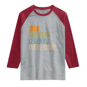 70th Birthday Gift For Men Raglan Shirt Vintage 1956 70 Years Old Birthday TS10 Heather Gray Heather Red Print Your Wear