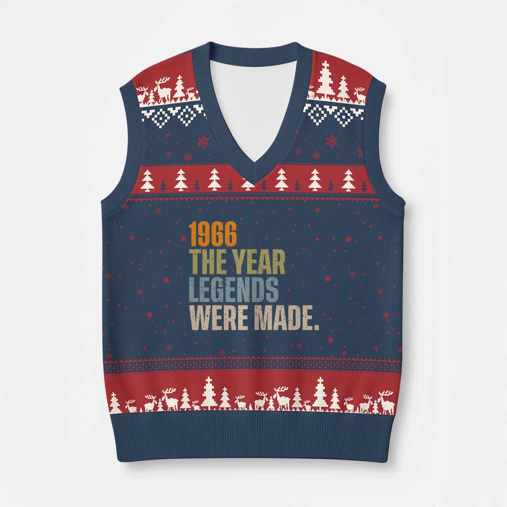 60th Birthday Gift For Men V-Neck Knit Sweater Vest Vintage 1966 60 Years Old Birthday TS10 Navy Red Print Your Wear