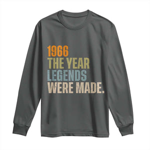 60th Birthday Gift For Men Long Sleeve Shirt Vintage 1966 60 Years Old Birthday TS10 Dark Heather Print Your Wear