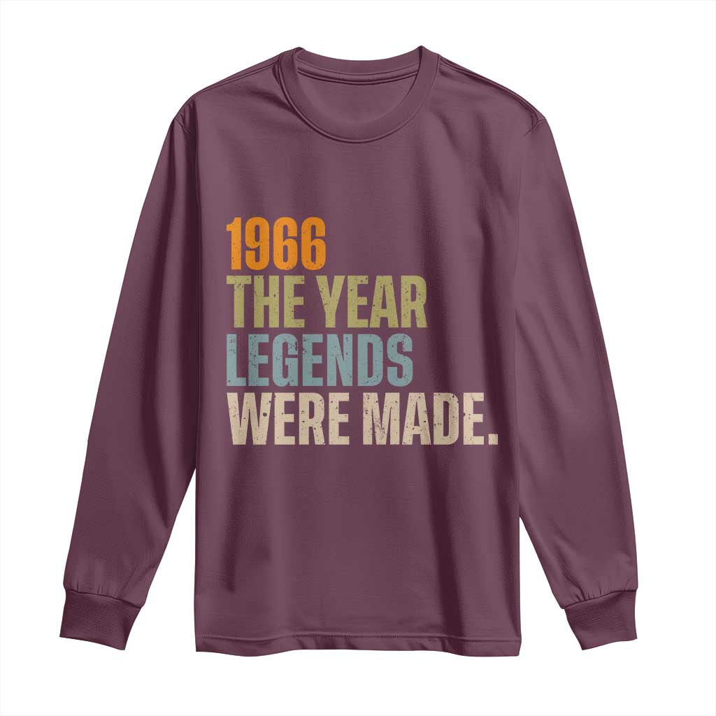 60th Birthday Gift For Men Long Sleeve Shirt Vintage 1966 60 Years Old Birthday TS10 Maroon Print Your Wear