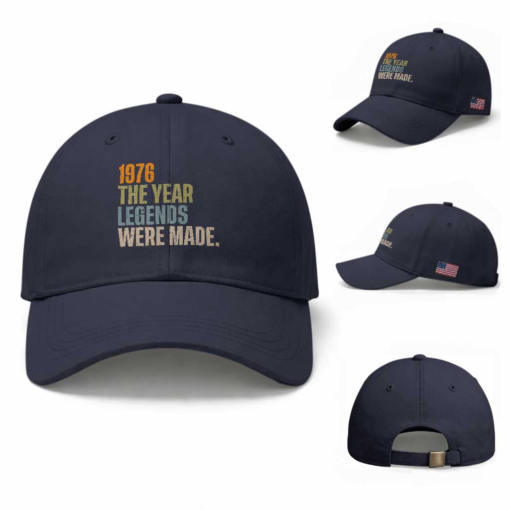 50th Birthday Gift For Men Baseball Cap Vintage 1976 50 Years Old Birthday TS10 Baseball Cap Universal Fit Navy Print Your Wear