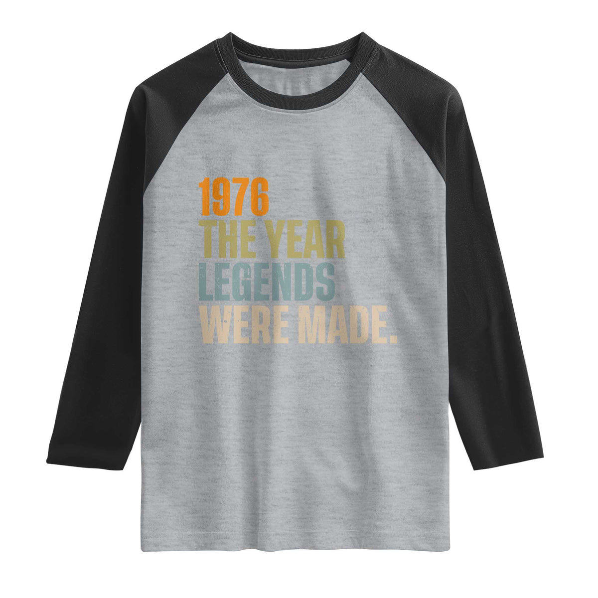 50th Birthday Gift For Men Raglan Shirt Vintage 1976 50 Years Old Birthday TS10 Heather Gray Black Print Your Wear