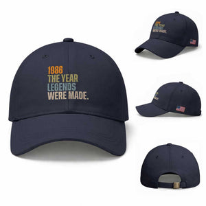 40th Birthday Gift For Men Baseball Cap Vintage 1986 40 Years Old Birthday TS10 Baseball Cap Universal Fit Navy Print Your Wear