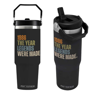 40th Birthday Gift For Men Flip Straw Tumbler Vintage 1986 40 Years Old Birthday TS10 One Size: 30 oz Black Print Your Wear