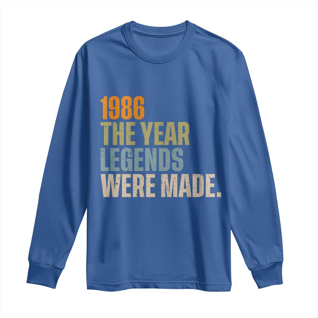40th Birthday Gift For Men Long Sleeve Shirt Vintage 1986 40 Years Old Birthday TS10 Royal Blue Print Your Wear