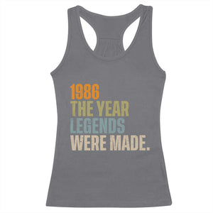 40th Birthday Gift For Men Racerback Tank Top Vintage 1986 40 Years Old Birthday TS10 Charcoal Print Your Wear
