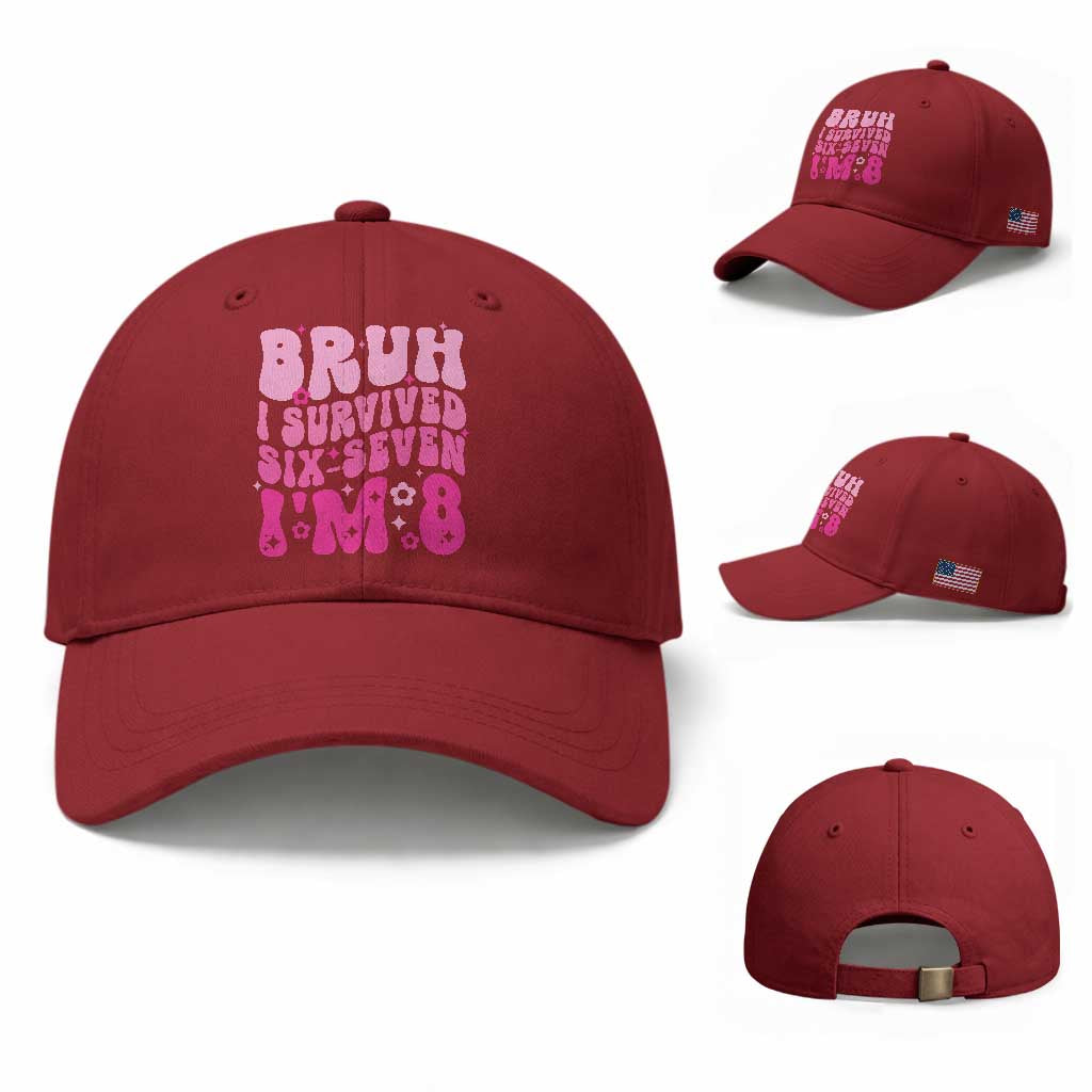 8th Birthday Girls Baseball Cap Bruh I Survived 67 Im 8 Year Old Six Seven TS10 Baseball Cap Universal Fit Cherry Red Print Your Wear