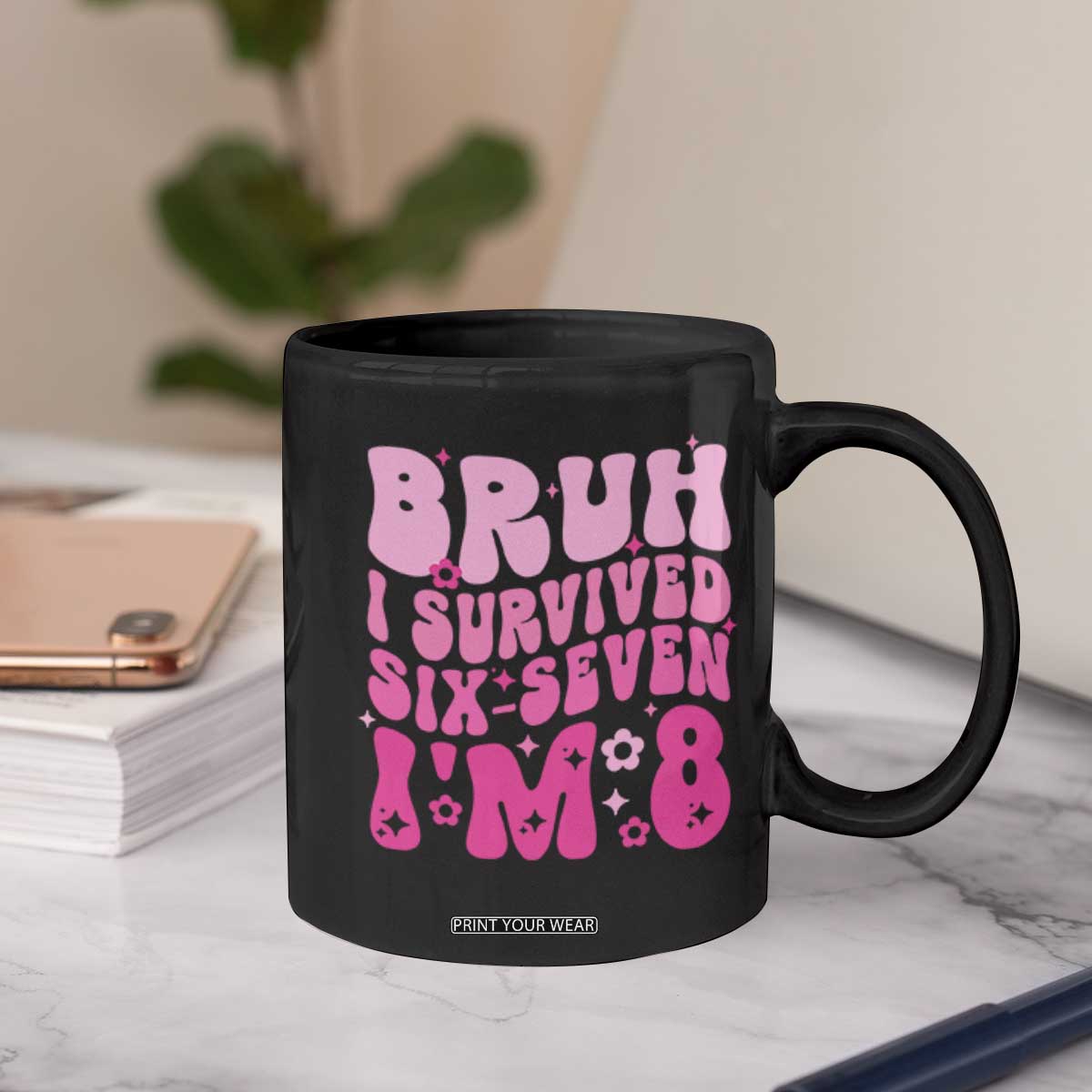 8th Birthday Girls Coffee Mug Bruh I Survived 67 Im 8 Year Old Six Seven TS10 Print Your Wear