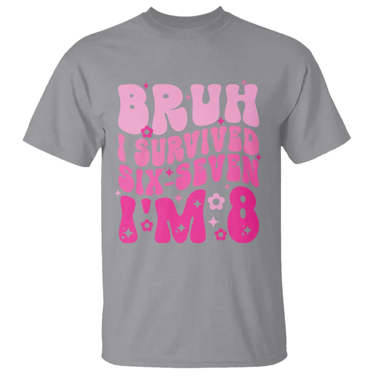 8th Birthday Girls T Shirt Bruh I Survived 67 Im 8 Year Old Six Seven TS10 Sport Gray Print Your Wear