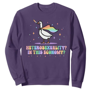 Rainbow Goose Heterosexuality in This Economy Sweatshirt LGBTQ Lesbian Pride TS10 Purple Print Your Wear
