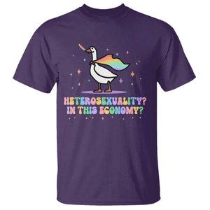 Rainbow Goose Heterosexuality in This Economy T Shirt LGBTQ Lesbian Pride TS10 Purple Print Your Wear