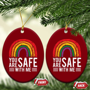 You Are Safe With Me Ceramic Ornament Retro Rainbow LGBTQ Ally Pride TS10 Print Your Wear