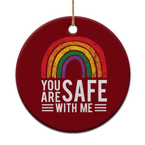 You Are Safe With Me Ceramic Ornament Retro Rainbow LGBTQ Ally Pride TS10 1pc Red Print Your Wear
