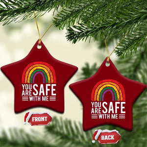 You Are Safe With Me Ceramic Ornament Retro Rainbow LGBTQ Ally Pride TS10 Print Your Wear