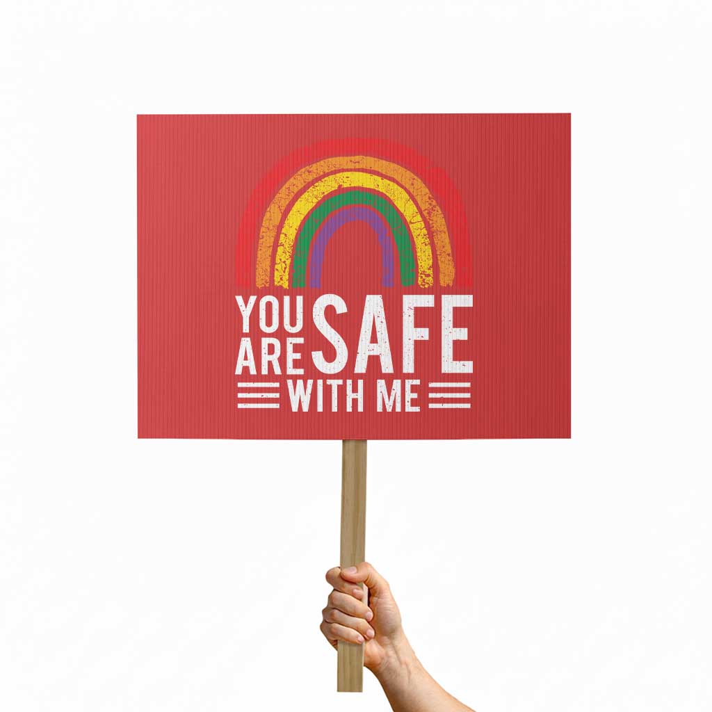 You Are Safe With Me Protest Sign Retro Rainbow LGBTQ Ally Pride TS10 Horizontal 18