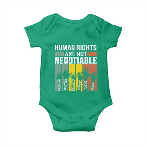 Human Rights Baby Onesie Are Not Negotiable Retro Equality Statement TS10 Irish Green Print Your Wear