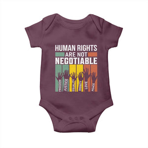 Human Rights Baby Onesie Are Not Negotiable Retro Equality Statement TS10 Maroon Print Your Wear