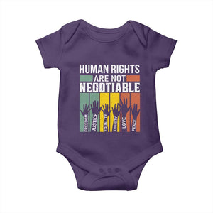 Human Rights Baby Onesie Are Not Negotiable Retro Equality Statement TS10 Purple Print Your Wear