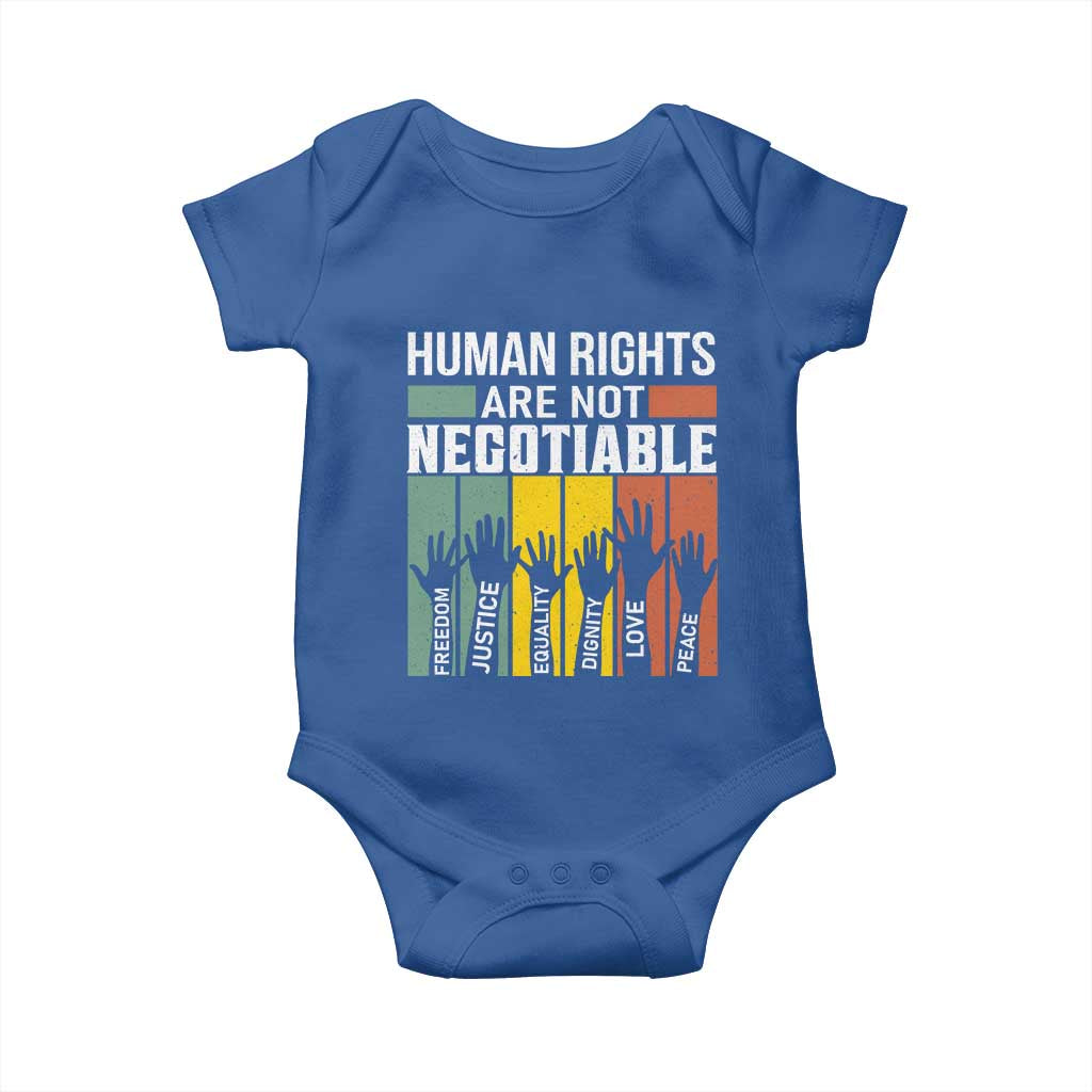 Human Rights Baby Onesie Are Not Negotiable Retro Equality Statement TS10 Royal Blue Print Your Wear