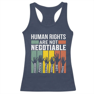 Human Rights Racerback Tank Top Are Not Negotiable Retro Equality Statement TS10 Navy Print Your Wear