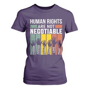 Human Rights T Shirt For Women Are Not Negotiable Retro Equality Statement TS10 Purple Print Your Wear