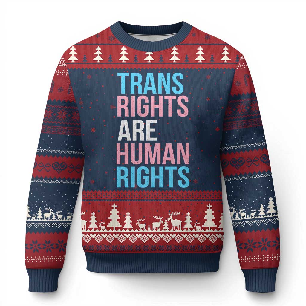 Trans Rights Ugly Christmas Sweater Human Rights Transgender Pride Gender Equality TS10 Navy Red Print Your Wear