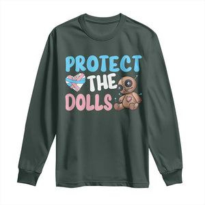Protect The Dolls Long Sleeve Shirt Transgender Trans Pride TS10 Dark Forest Green Print Your Wear