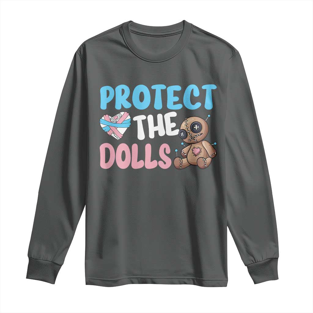 Protect The Dolls Long Sleeve Shirt Transgender Trans Pride TS10 Dark Heather Print Your Wear