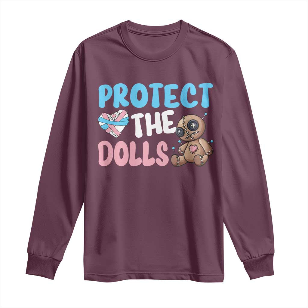 Protect The Dolls Long Sleeve Shirt Transgender Trans Pride TS10 Maroon Print Your Wear