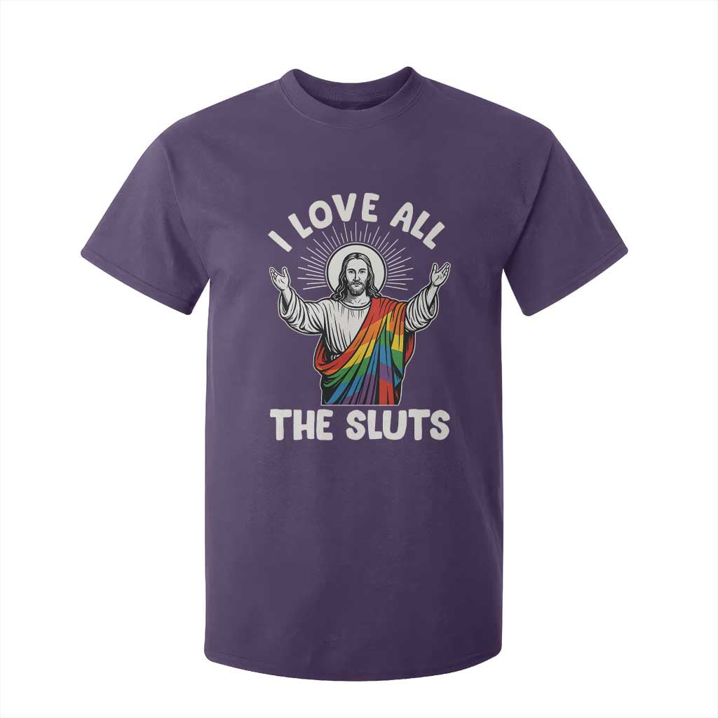 LGBTQ Jesus T Shirt For Kid I Love All The Sluts TS10 Purple Print Your Wear
