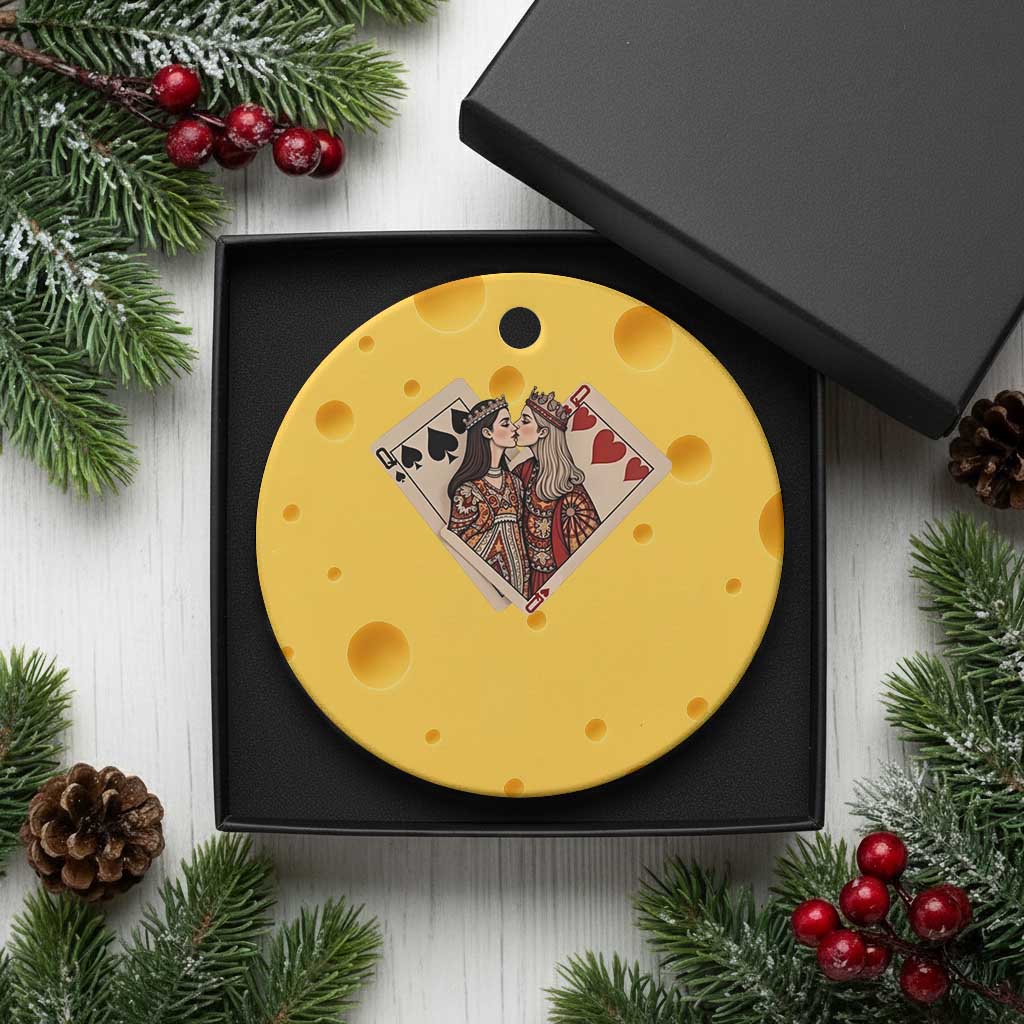 Lesbian Pride Ceramic Ornament Vintage Kissing Cards Sapphic Art TS10 1pc Yellow Cheese Print Your Wear