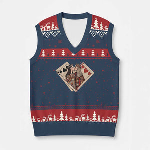 Lesbian Pride V-Neck Knit Sweater Vest Vintage Kissing Cards Sapphic Art TS10 Navy Red Print Your Wear