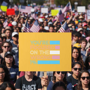 Trans Rights Protest Sign Transgender LGBTQ Queer Pride Ally Social Justice TS10 Horizontal 18" × 24" Yellow Print Your Wear