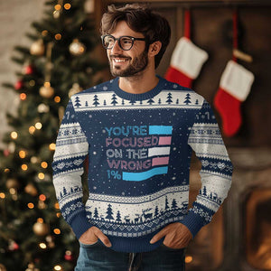 Trans Rights Ugly Christmas Sweater Transgender LGBTQ Queer Pride Ally Social Justice TS10 Navy Beige Print Your Wear
