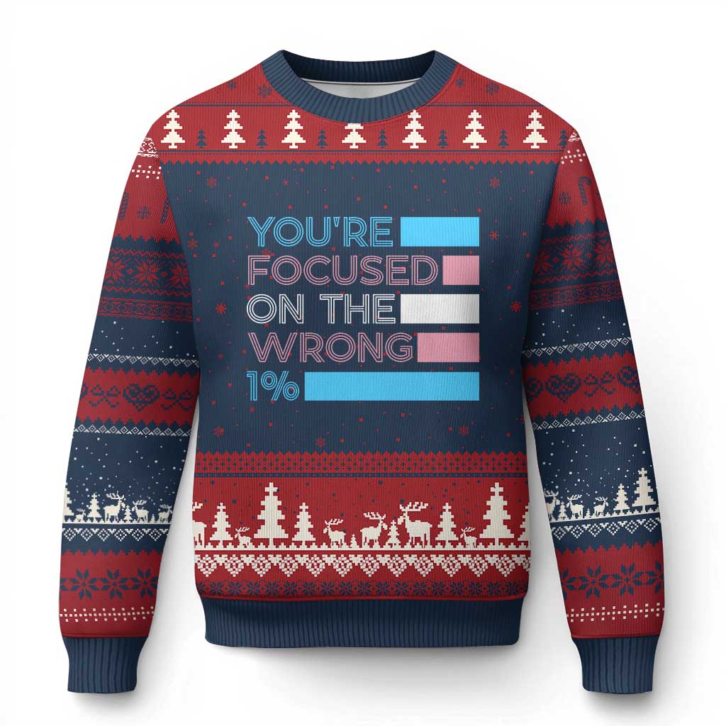 Trans Rights Ugly Christmas Sweater Transgender LGBTQ Queer Pride Ally Social Justice TS10 Navy Red Print Your Wear