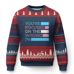 Trans Rights Ugly Christmas Sweater Transgender LGBTQ Queer Pride Ally Social Justice TS10 Navy Red Print Your Wear