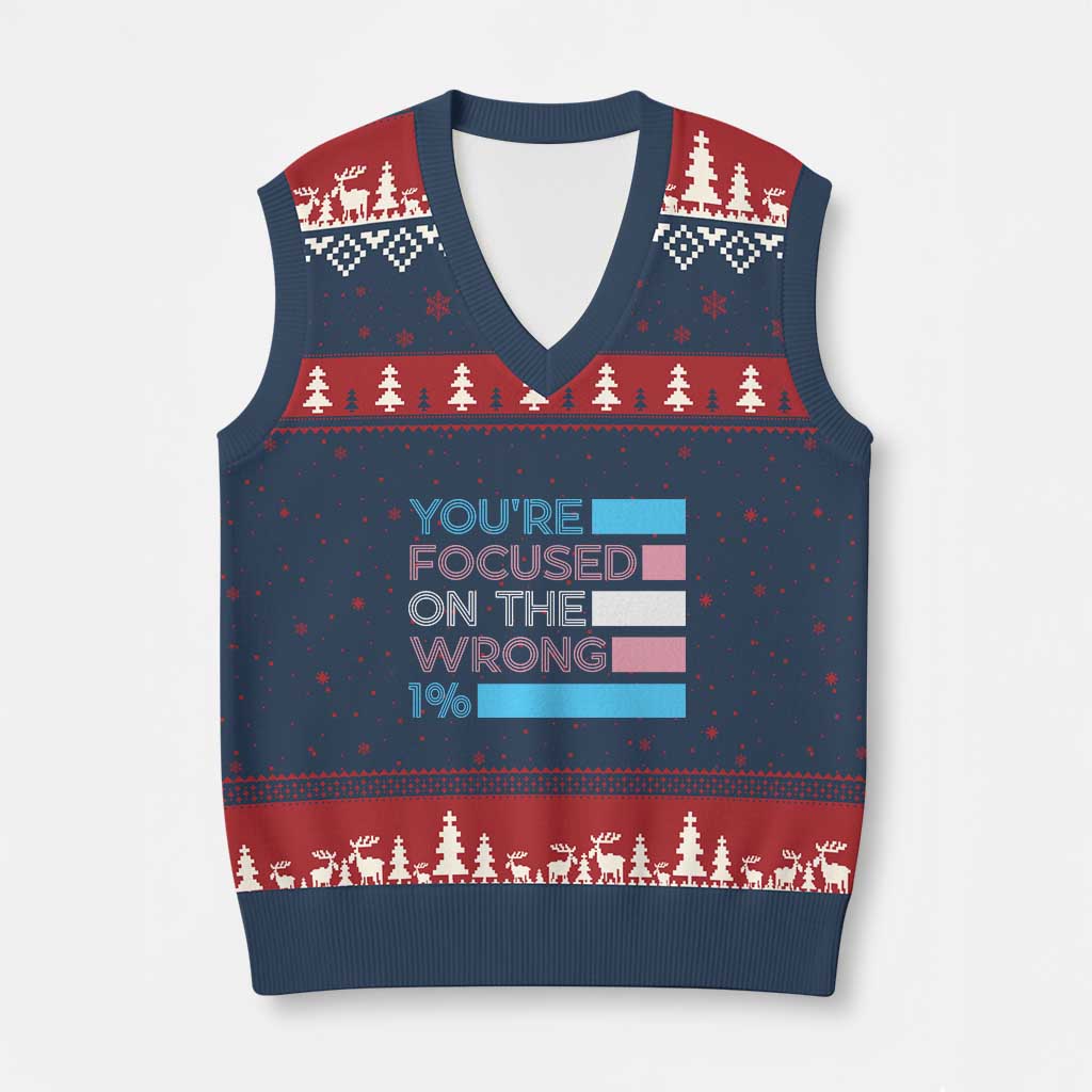 Trans Rights V-Neck Knit Sweater Vest Transgender LGBTQ Queer Pride Ally Social Justice TS10 Navy Red Print Your Wear