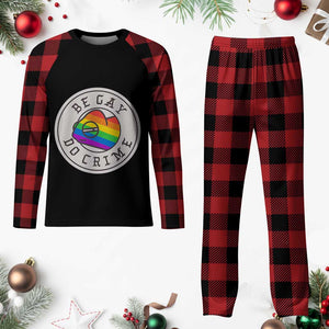 Be Gay Do Crime Rainbow Chameleon LGBTQ Pride Flag Plaid Pajama Set TS10 Buffalo Plaid Print Your Wear
